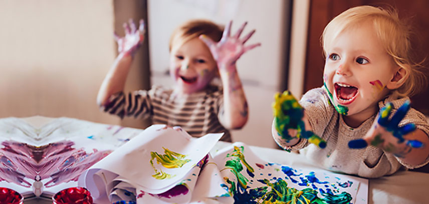 Children hand painting 